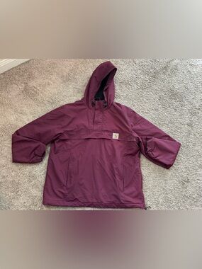 Carhartt Burgundy Waterproof Jacket (Size M) – Lightweight Anorak